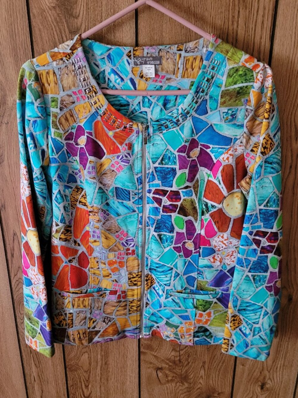 Art Simply by Dolcezza Jeweled Colors Floral/Abstract Jacket Misses Small